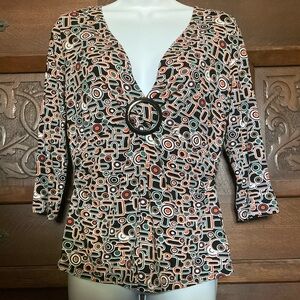 TRIBAL Deep V Knit Top, 3/4 sleeve